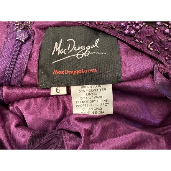 Mac Duggal Beaded Sequined Plunge Neck Evening Gown Style 5177D Sz 6 in Plum New - Picture 8 of 8